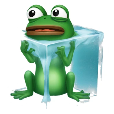 pepe the frog inside an icecube sticker