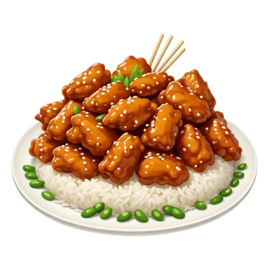 General Tso’s Chinese takeout with white rice sticker