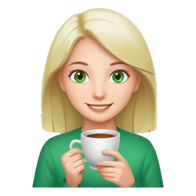 smiling girl with cup indoors green eyes sticker