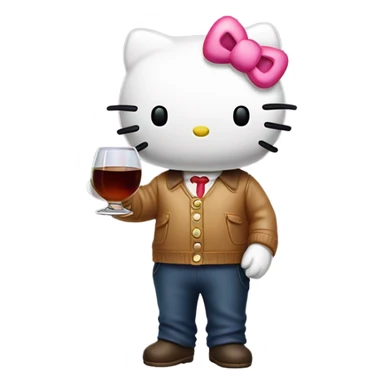 Hello Kitty, drinking Hennessy sticker