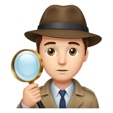 a detective leaning and looking at something with magnifying glass sticker