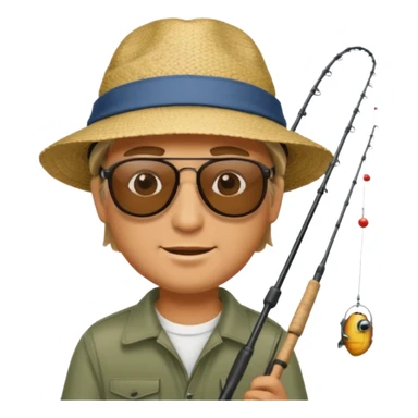 a man holding a fishing rod sticker