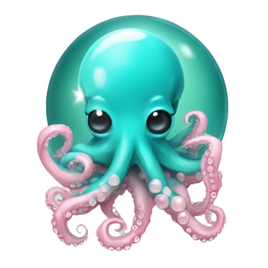 turquoise crystal ball with a light pink cute surgical octopus sticker