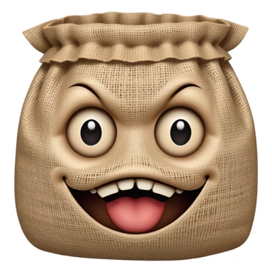 creepy burlap sack face with stitched mouth and dark hollow eyes sticker