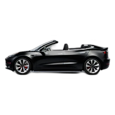 open top, black color, Tesla Model 3, black upholstery, right side view sticker