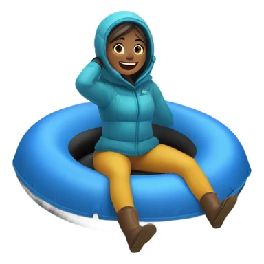 Girl tubing in a circular inner tube down a snowy mountain sticker