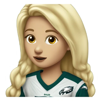 Blonde girl child wearing eagles jersey  sticker