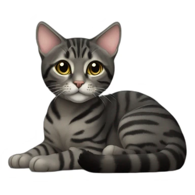 Black mackerel tabby cat lying down sticker