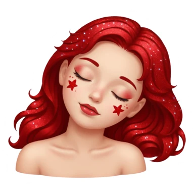 red glitter girl with eyes lying on the floor sticker