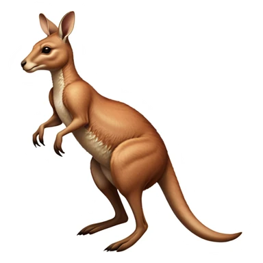 Full-body Australian Kangaroo – Cinematic-realistic Australian kangaroo, jumping with powerful hind legs and a muscular tail for balance. Its reddish-brown fur glows under the golden sunlight, ears perked and eyes alert.  sticker