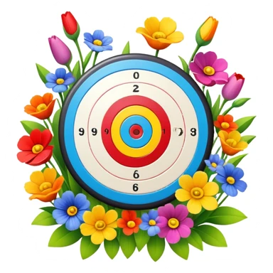 A colorful bullseye target with spring flowers around it sticker