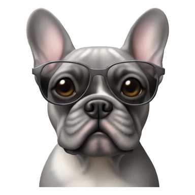 a grey French bulldog with sunglasses sticker