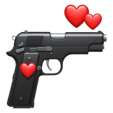 Black hand gun shooting a stream of hearts out of it  sticker