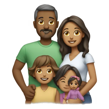 familia con mama,papa,hija e hijo sticker