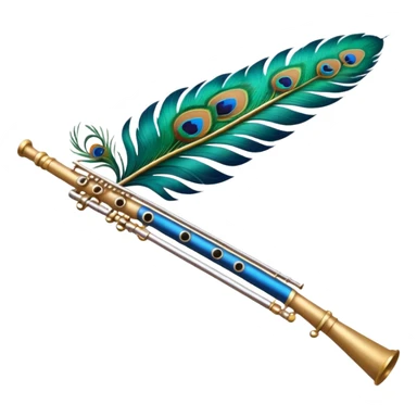 Flute attached with peacock feather sticker