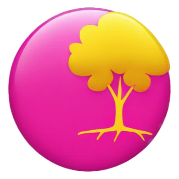 A flag emoji with hot pink on the top and bottom and yellow i the middle  and a yellow circle in middle with a pink am tree in it  sticker