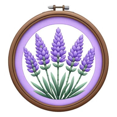 Pixelated Lavender flowers artwork inside a round pastel purple-whitish Cross stitch frame  sticker