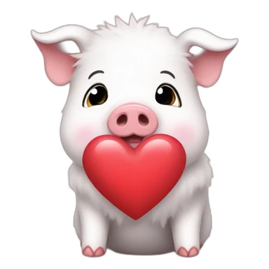 A cute pink fluffy baby pig with a white t-shirt on which there is a red heart and write : i love Bretagne sticker