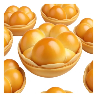 3D rendered crispy Hong Kong egg puffs (港式鸡蛋仔) with slight char marks, perfectly golden with darker spots, authentic egg-shaped bubbles, hyper-realistic texture, glossy finish sticker