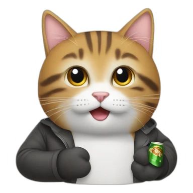un chat qui bois une bière sticker