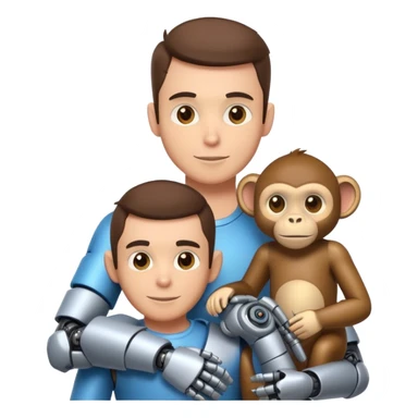 high ass guy with a robotic monkey companion on his shoulder sticker