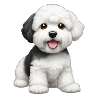 bichon-havanais-black-half-white-head sticker