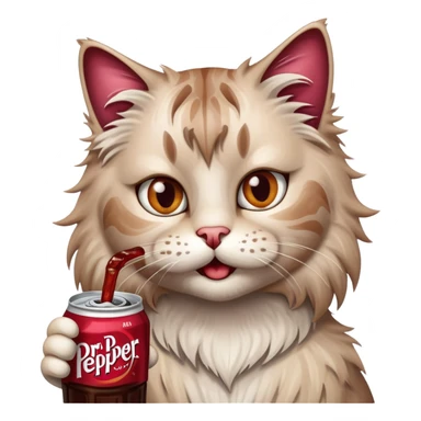 Scraggly cat drinking Dr Pepper  sticker