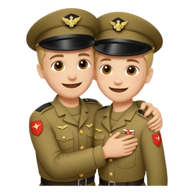 dos soldados dando es un abrazo de solidaridad de fraternidad sticker