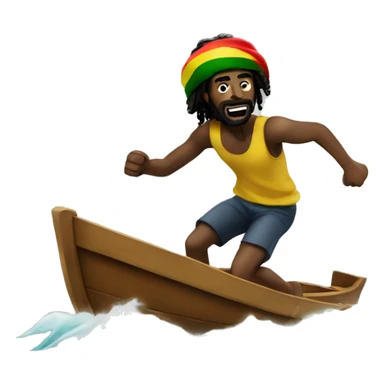 rasta man running on a boat sticker