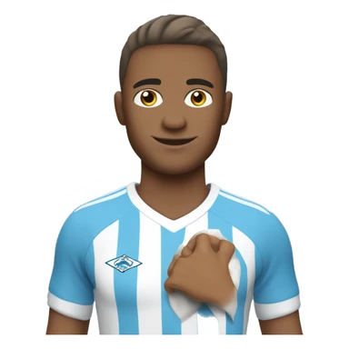 un joueur de foot maillot du havre qui sourit sticker