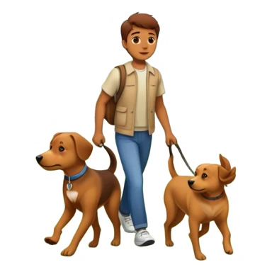 a person and dog walking together with trees and grass in the background sticker