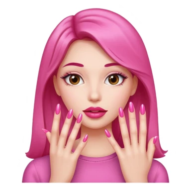 Girl with big glossy lips with long pink nails sticker