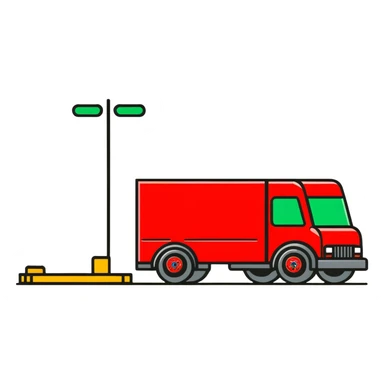 red shipping truck with courier sticker