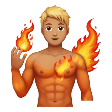 Upper body of a man with nipple on fire sticker