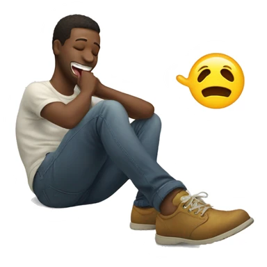 Smiley licking his feet sticker