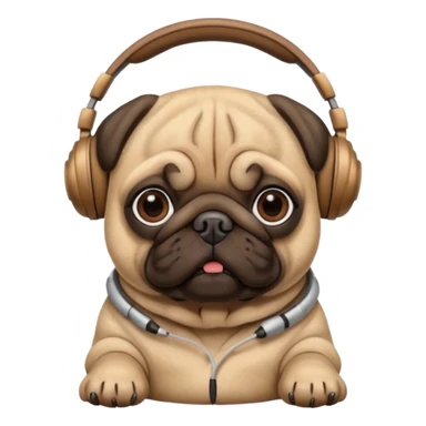 Pug with headphones sticker