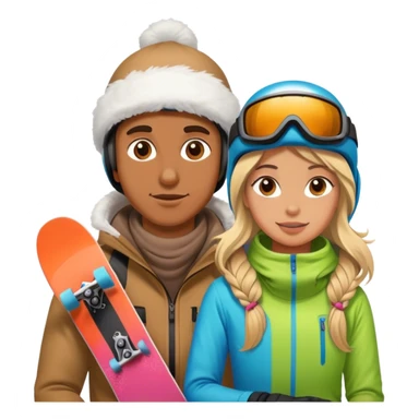 Skier man w snowboarder girl sticker