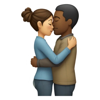 wife hugging her husband giving a kiss sticker