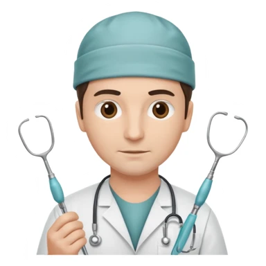 neurosurgeon holding surgical instruments sticker