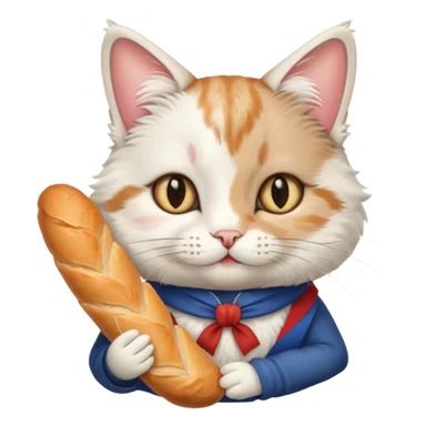 French cat with baguette  sticker