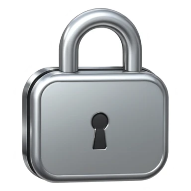 Chrome silver lock emoji, iOS emoji style, smooth metallic surface, rounded edges, reflective highlights, minimalistic sticker