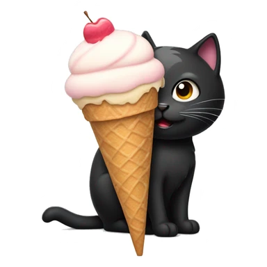 black cat with ice cream sticker