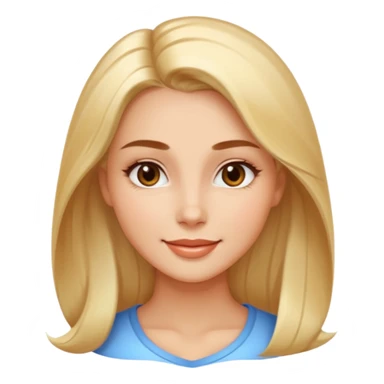 Create a 3D emoji in iOS emoji aesthetic style of a beautiful woman. She has smooth skin, shiny hair, soft facial features, and a gentle warm smile. Lighting is bright and balanced, with clean white background and soft shadows. The design should look expressive, glossy like real iPhone emojis

 sticker