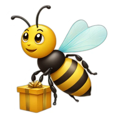 Bee with a gift box on his hands  sticker