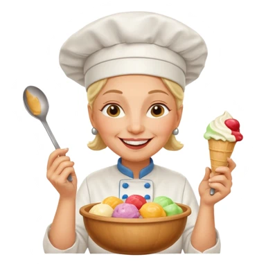 Old femaleChef trying multiple scoops of gelato sticker