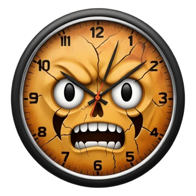 a scary face clock  sticker