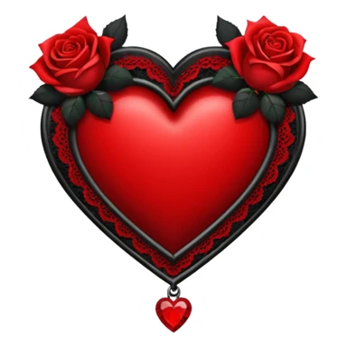 red gothic heart with black lace choker and roses, dark romance sticker