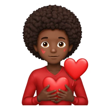 I want a black boy with chocolate skin and a small messy afro holding a heart close to his chest as if to present it to someone he loves. sticker