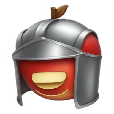 Happy red apple wearing knight helmet sticker