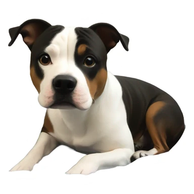 Big staffie dog in small circle bed sticker